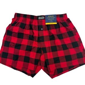 Polo Ralph Lauren Men’s Size Large Flannel Boxer shorts cotton red plaid NWT